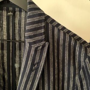Striped Linen Navy Blue Blazer
